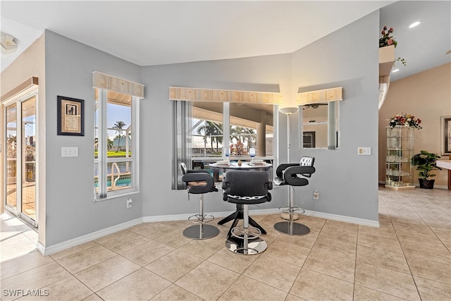 interior space with vaulted ceiling