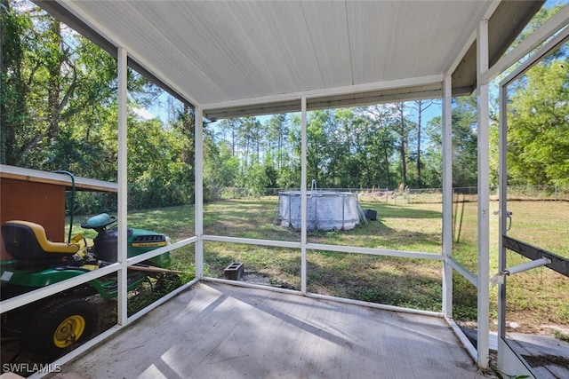 view of unfurnished sunroom