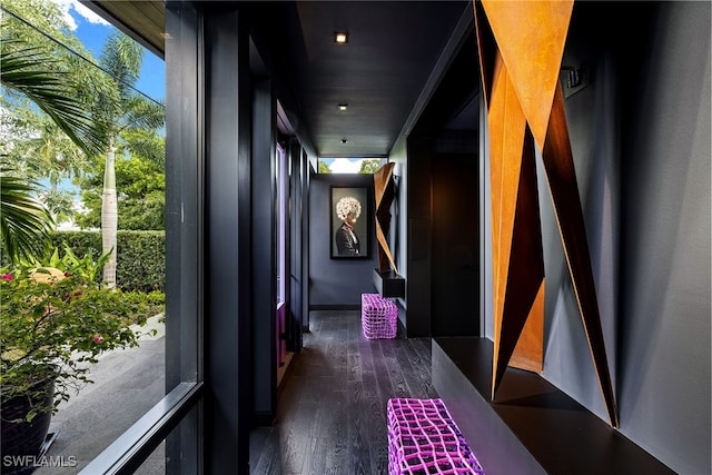 hallway featuring dark hardwood / wood-style floors