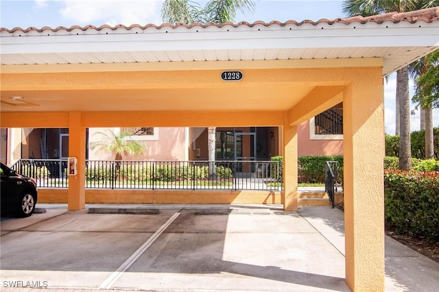 view of patio with a carport