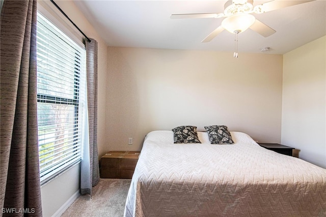 bedroom featuring carpet and ceiling fan