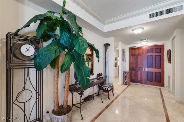 mudroom with ornamental molding