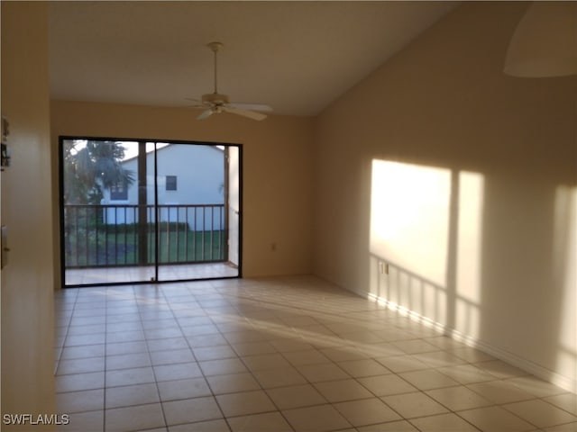 unfurnished room featuring ceiling fan and light tile patterned flooring