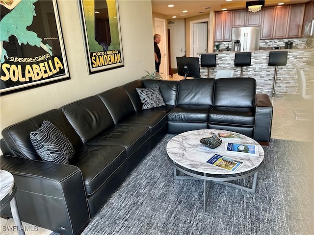 view of tiled living room