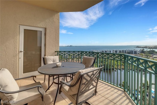 balcony with a water view