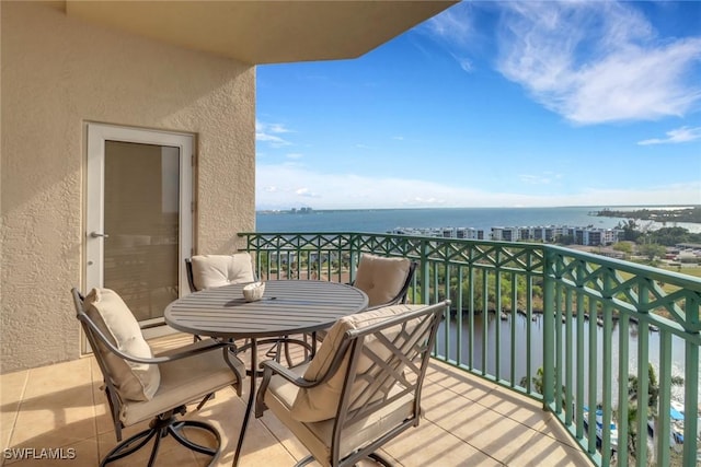 balcony with a water view