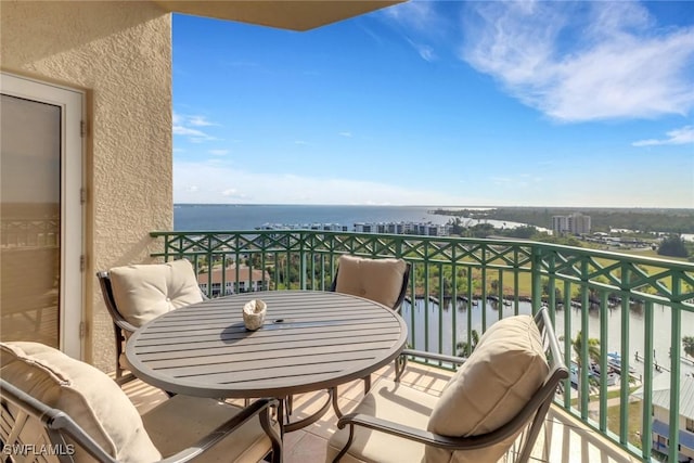 balcony with a water view