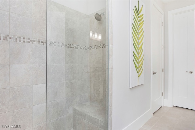 bathroom with tile patterned flooring