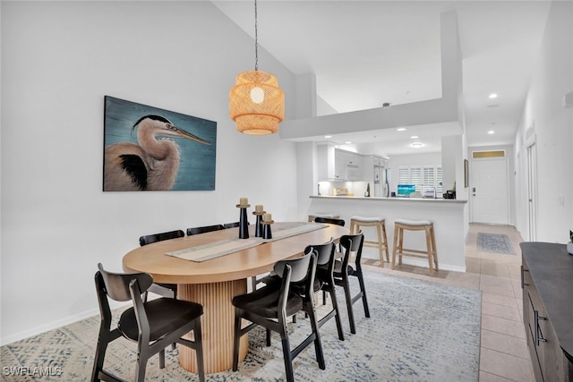 dining room with light tile patterned floors