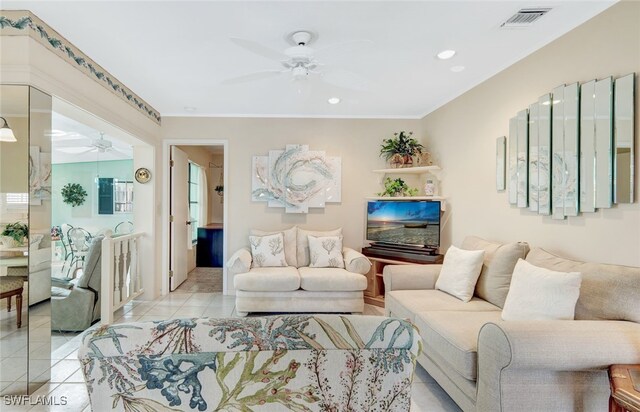 view of tiled living room