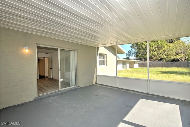 view of unfurnished sunroom