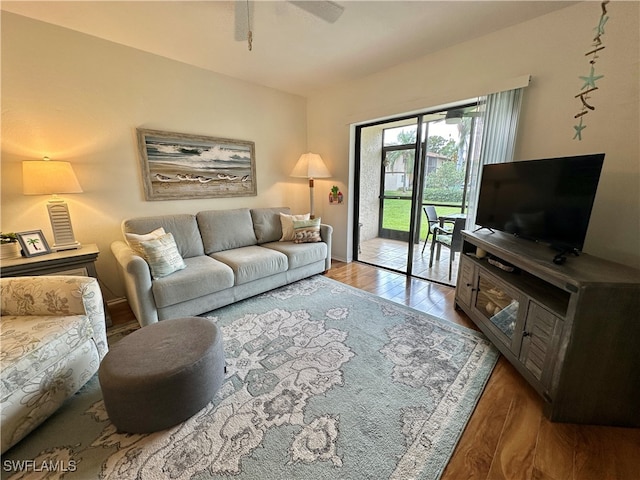 living room featuring hardwood / wood-style flooring