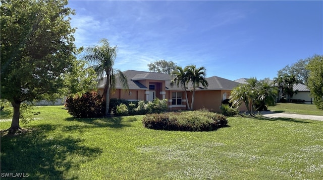 view of front of home featuring a front lawn