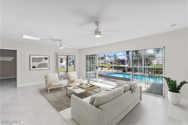 living room featuring ceiling fan