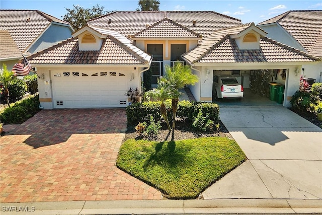 view of front of house with a garage