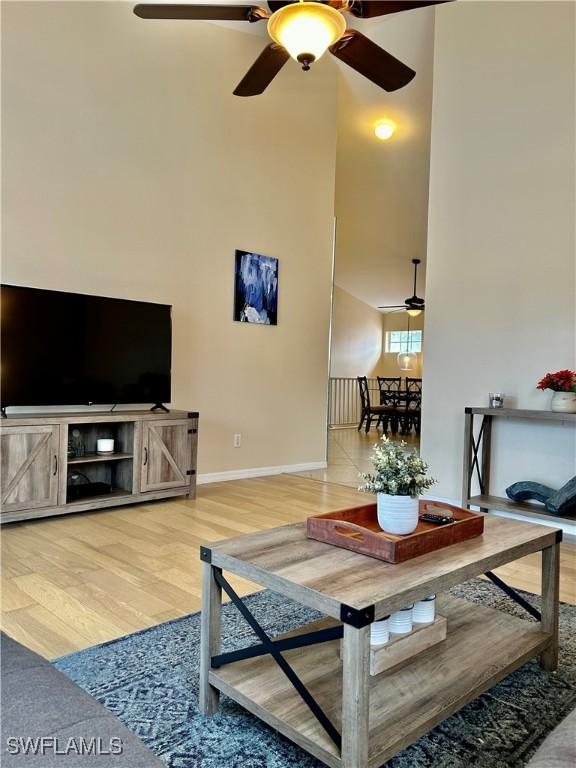 living room with hardwood / wood-style flooring