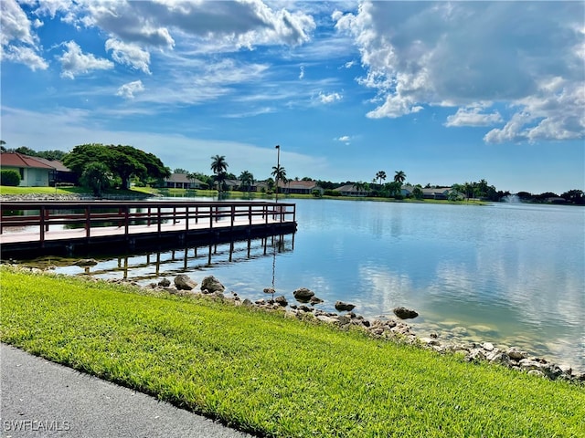 view of dock featuring a water view