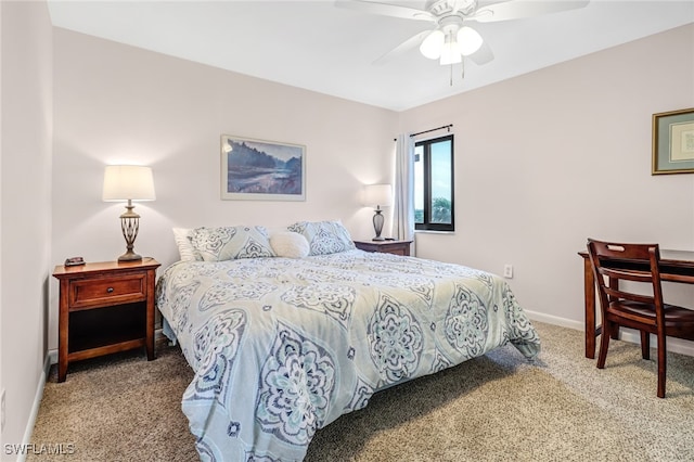 bedroom featuring carpet and ceiling fan