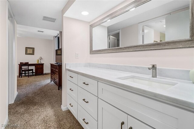 4140 Steamboat Bnd E Unit 502, Fort Myers, FL 33919 - bathroom featuring vanity, recessed lighting, and carpet