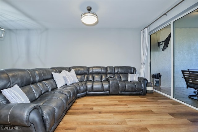 living room with hardwood / wood-style flooring