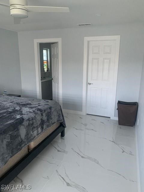 bedroom featuring ceiling fan