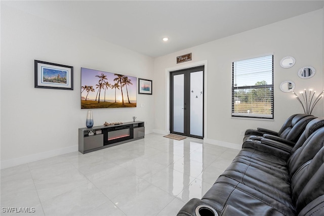 living room with french doors