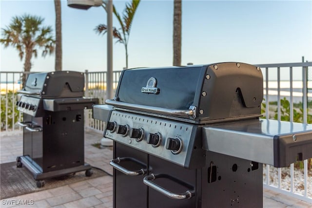 view of patio featuring a grill