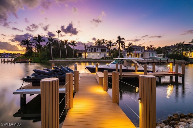 view of dock featuring a water view