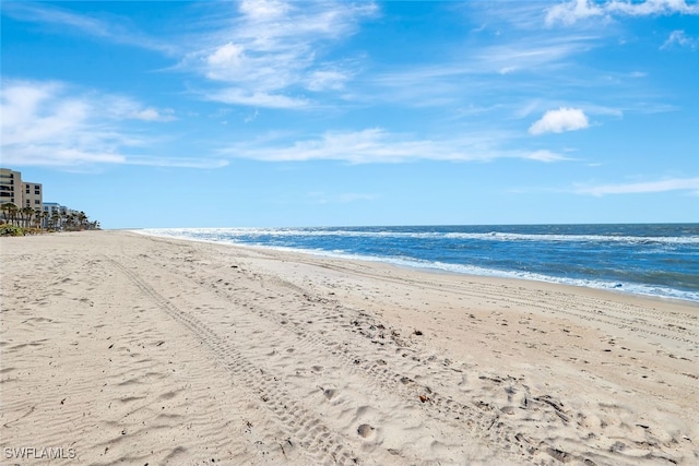 property view of water featuring a view of the beach