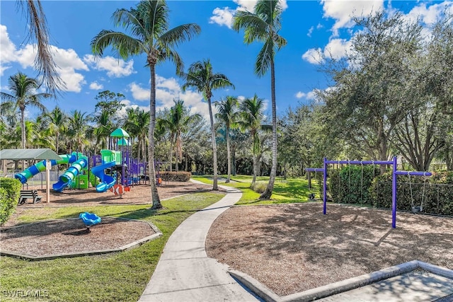 view of playground featuring a yard