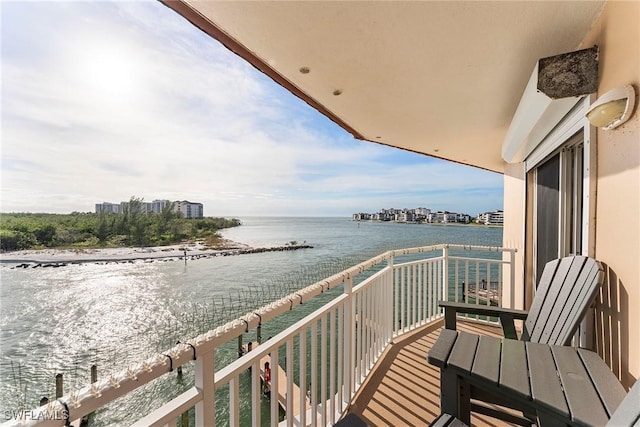 balcony with a water view