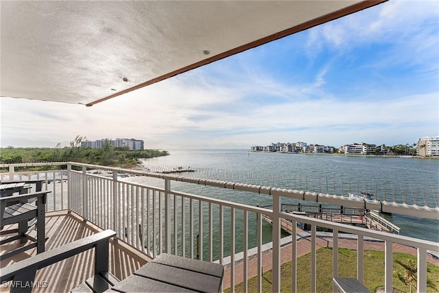 balcony with a water view