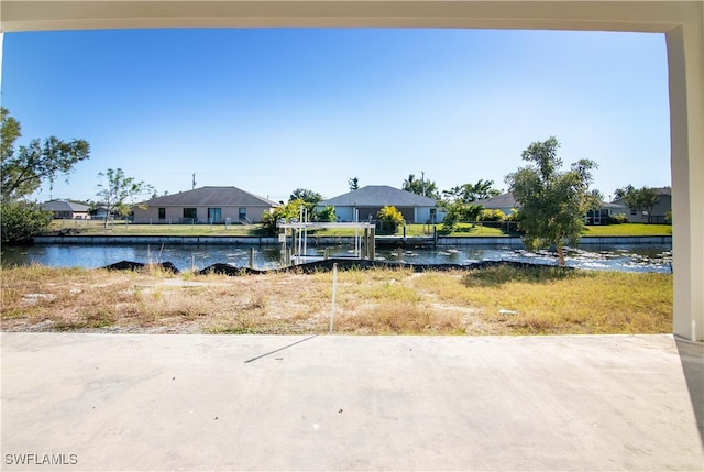 view of yard with a water view