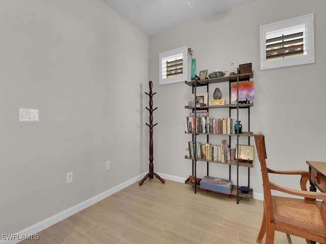 living area with light wood-type flooring