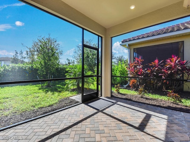 view of unfurnished sunroom