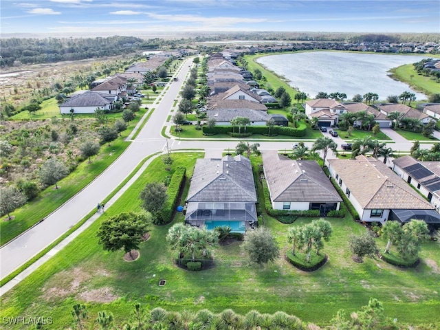 bird's eye view featuring a water view