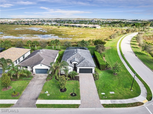 bird's eye view featuring a water view