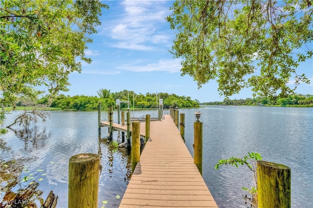 view of dock featuring a water view