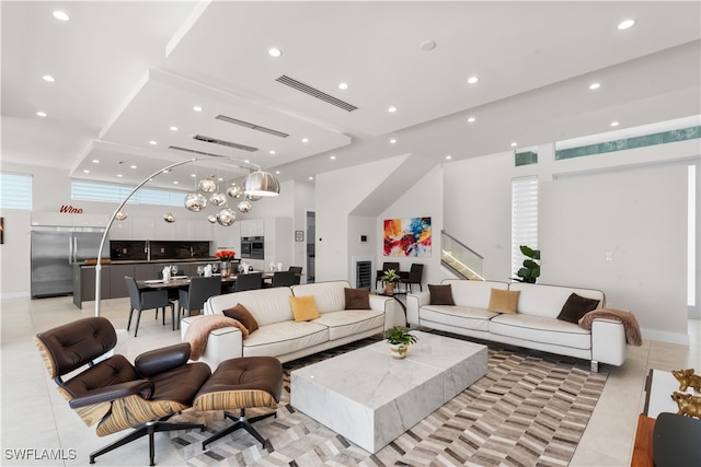 view of tiled living room