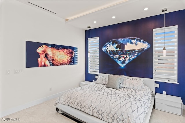 bedroom featuring tile patterned flooring