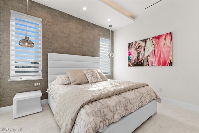 bedroom featuring tile patterned floors