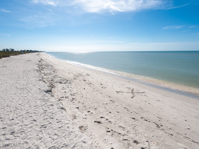 view of water feature featuring a beach view