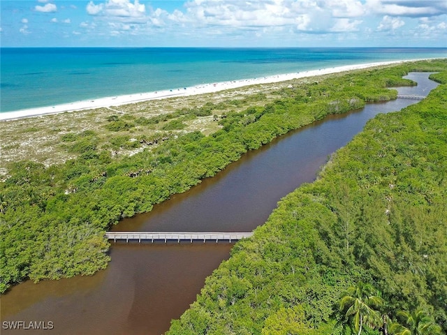 property view of water featuring a view of the beach