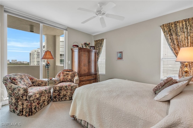 bedroom with carpet and ceiling fan