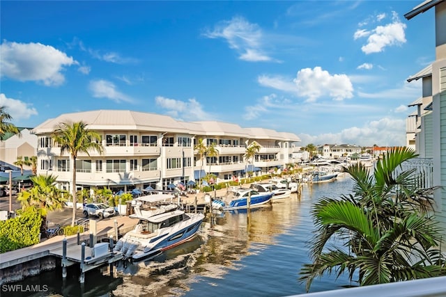 exterior space featuring a dock