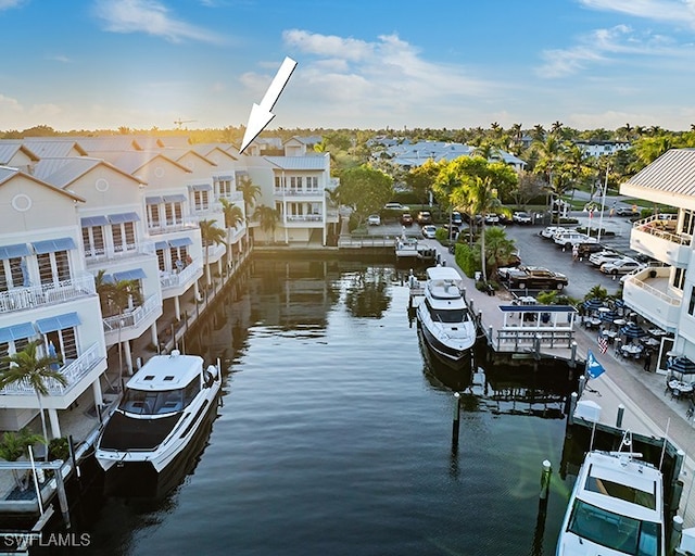 view of dock featuring a water view