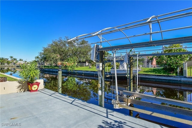 view of dock featuring a water view