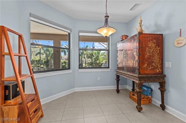 interior space featuring light tile patterned flooring