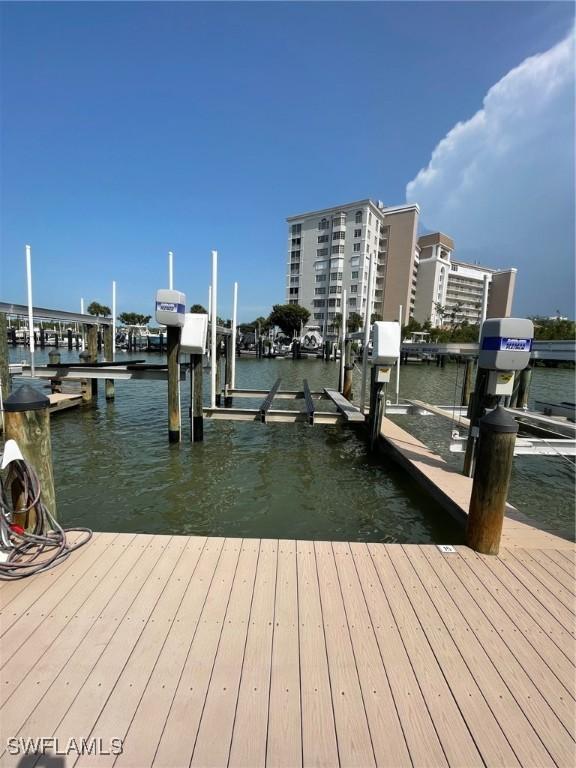 view of dock featuring a water view