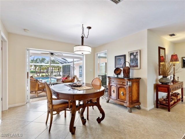 view of tiled dining room